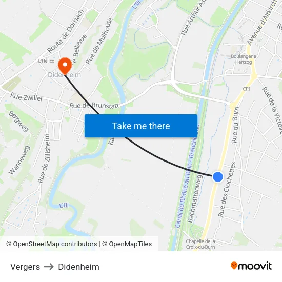 Vergers to Didenheim map