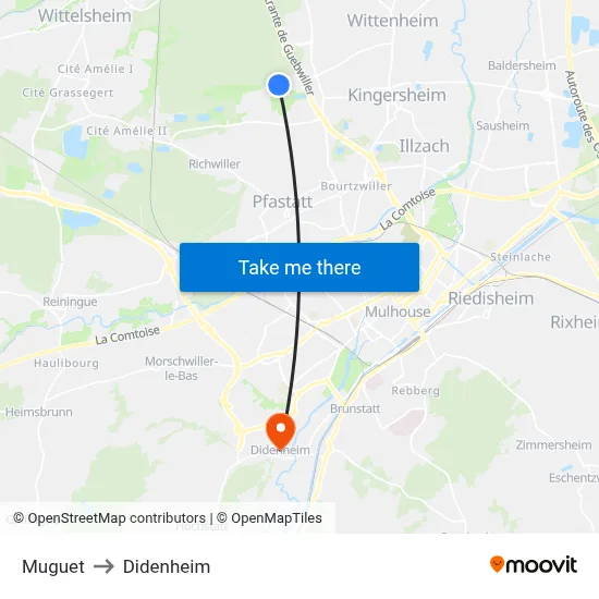 Muguet to Didenheim map