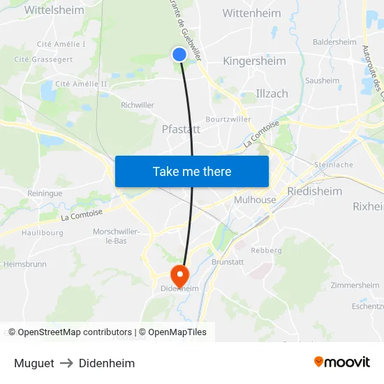 Muguet to Didenheim map