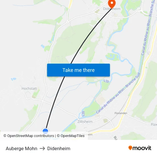Auberge Mohn to Didenheim map