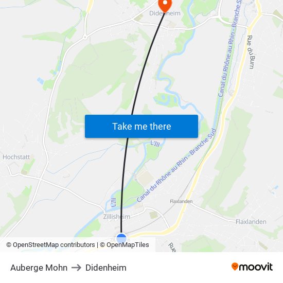 Auberge Mohn to Didenheim map