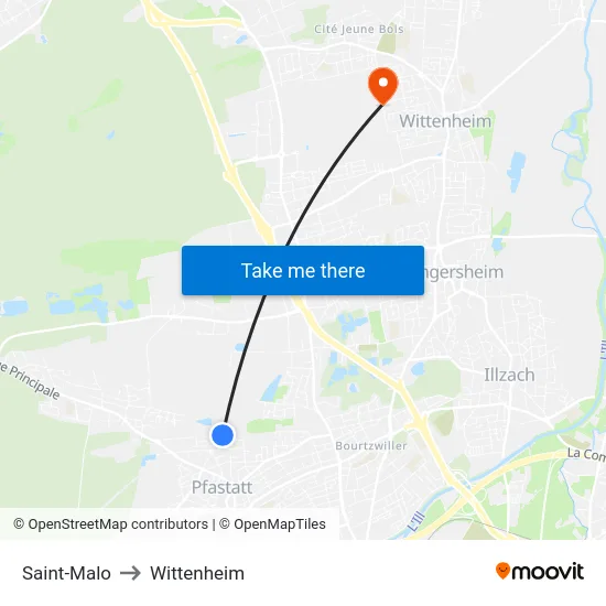 Saint-Malo to Wittenheim map