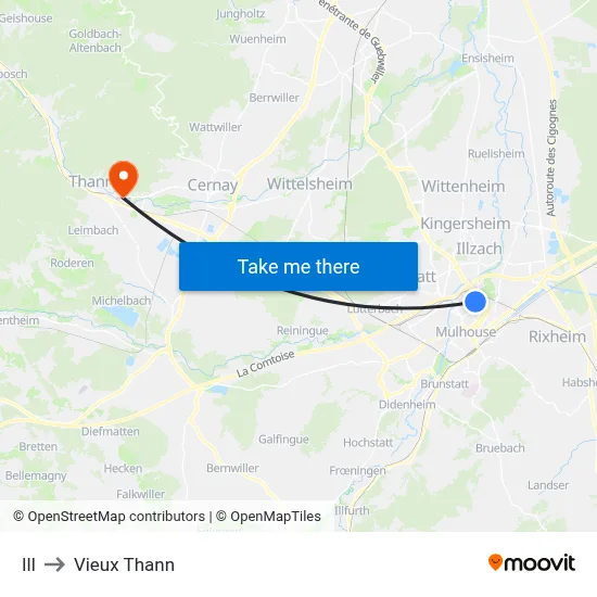 Ill to Vieux Thann map