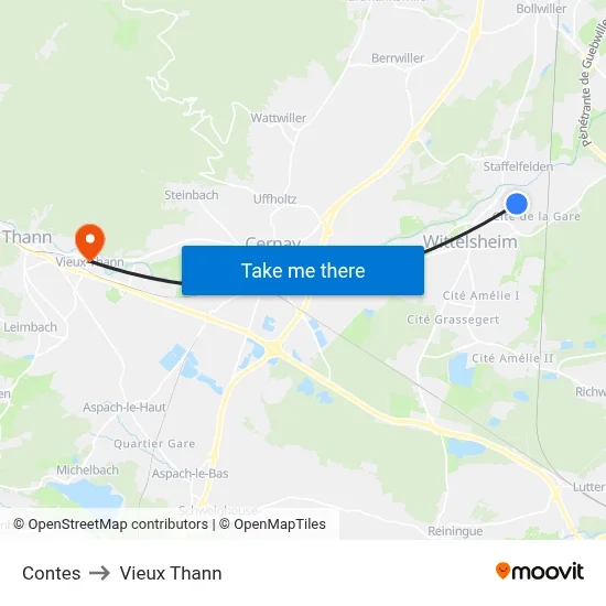 Contes to Vieux Thann map
