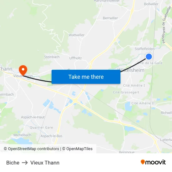 Biche to Vieux Thann map