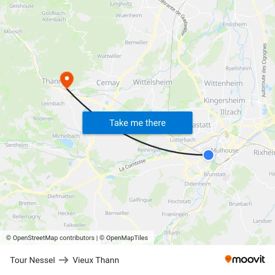 Tour Nessel to Vieux Thann map
