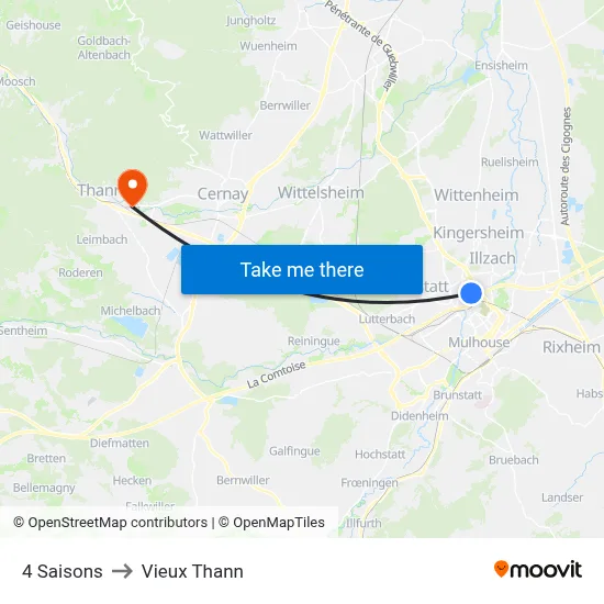 4 Saisons to Vieux Thann map