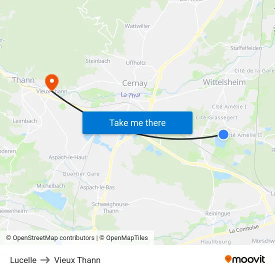 Lucelle to Vieux Thann map