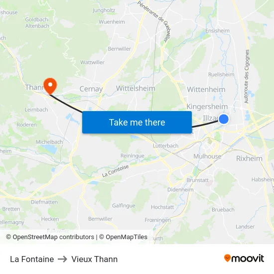 La Fontaine to Vieux Thann map