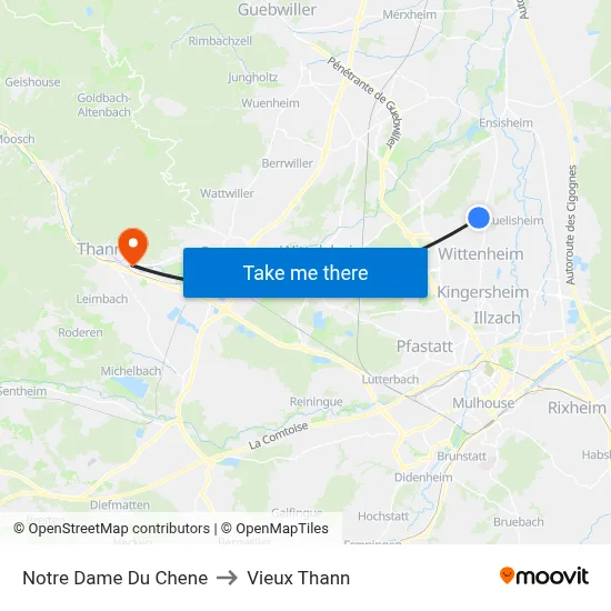 Notre Dame Du Chene to Vieux Thann map