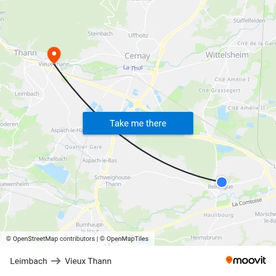 Leimbach to Vieux Thann map