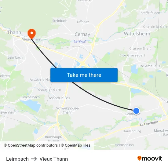 Leimbach to Vieux Thann map