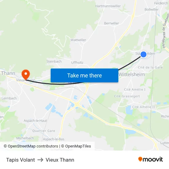 Tapis Volant to Vieux Thann map