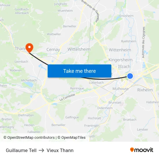 Guillaume Tell to Vieux Thann map