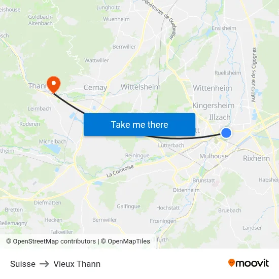 Suisse to Vieux Thann map
