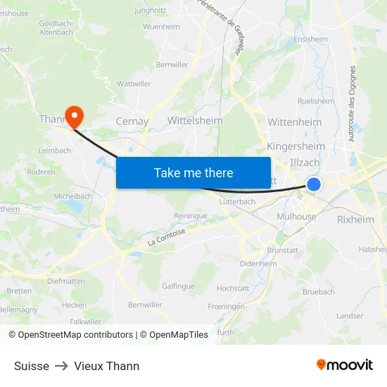 Suisse to Vieux Thann map