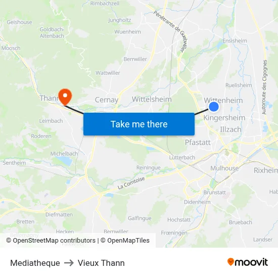 Mediatheque to Vieux Thann map