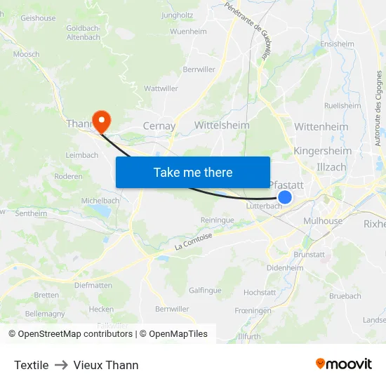 Textile to Vieux Thann map