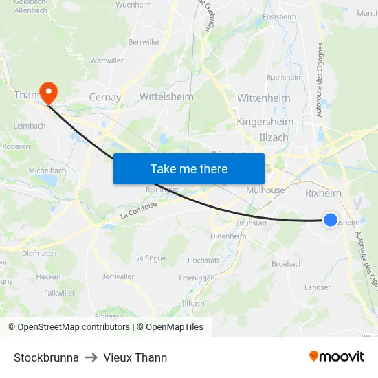 Stockbrunna to Vieux Thann map