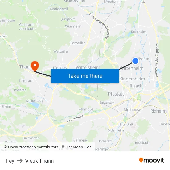 Fey to Vieux Thann map