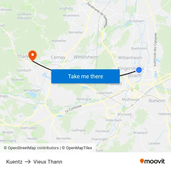 Kuentz to Vieux Thann map