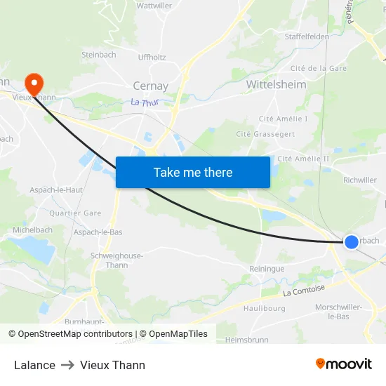 Lalance to Vieux Thann map