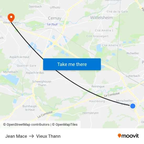 Jean Mace to Vieux Thann map