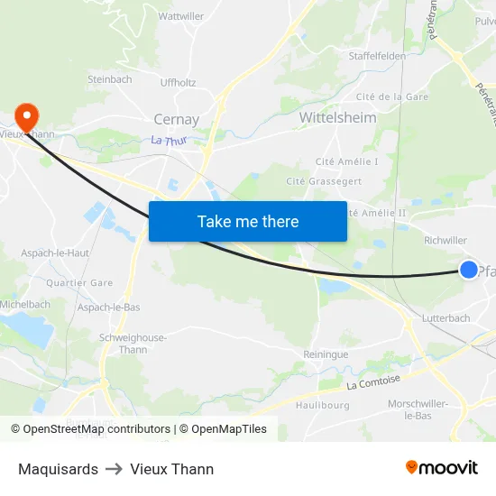 Maquisards to Vieux Thann map