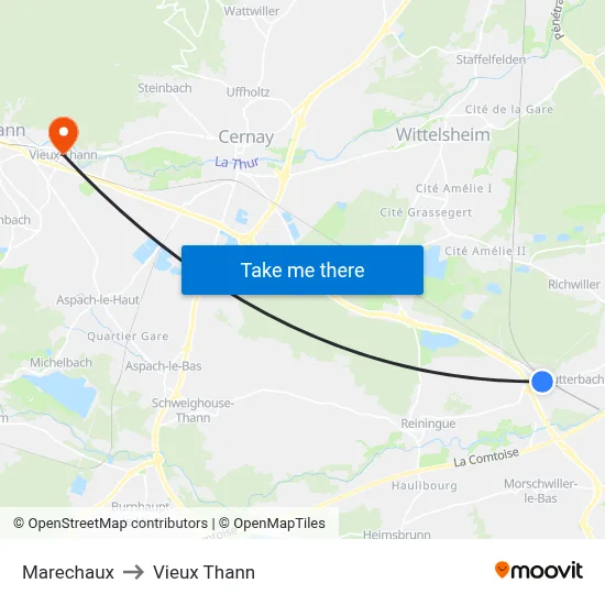 Marechaux to Vieux Thann map