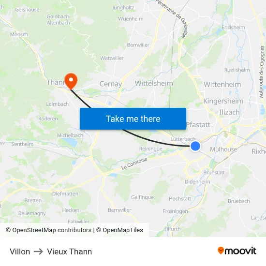 Villon to Vieux Thann map