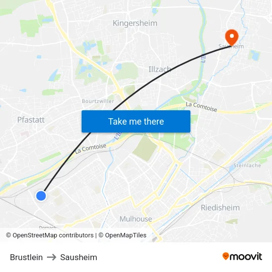 Brustlein to Sausheim map