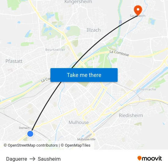 Daguerre to Sausheim map