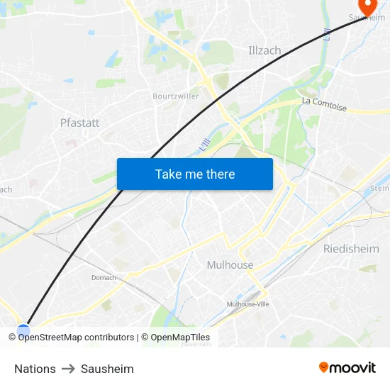 Nations to Sausheim map