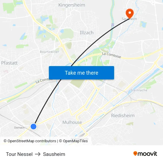 Tour Nessel to Sausheim map