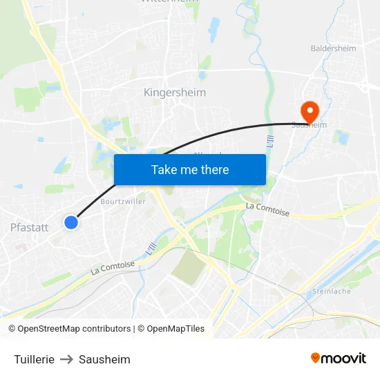 Tuillerie to Sausheim map