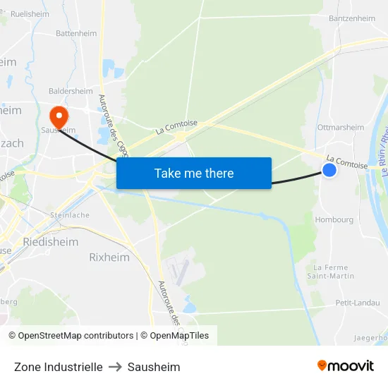 Zone Industrielle to Sausheim map