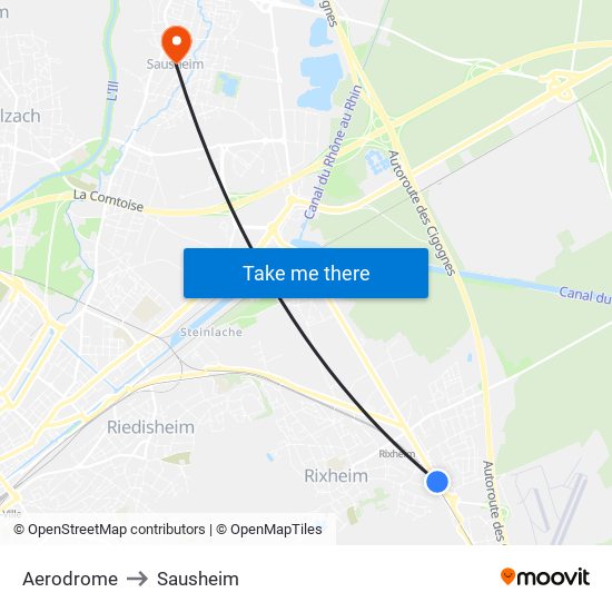 Aerodrome to Sausheim map