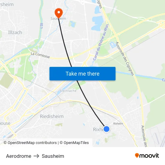 Aerodrome to Sausheim map