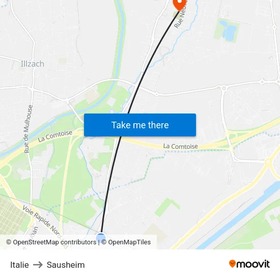 Italie to Sausheim map