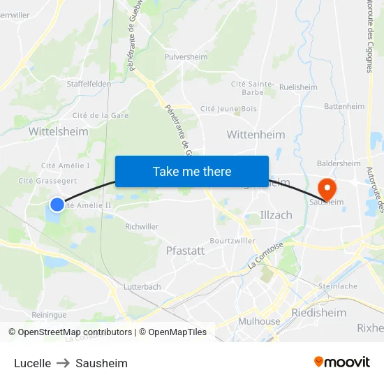 Lucelle to Sausheim map