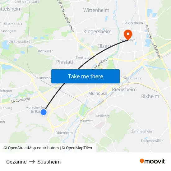 Cezanne to Sausheim map
