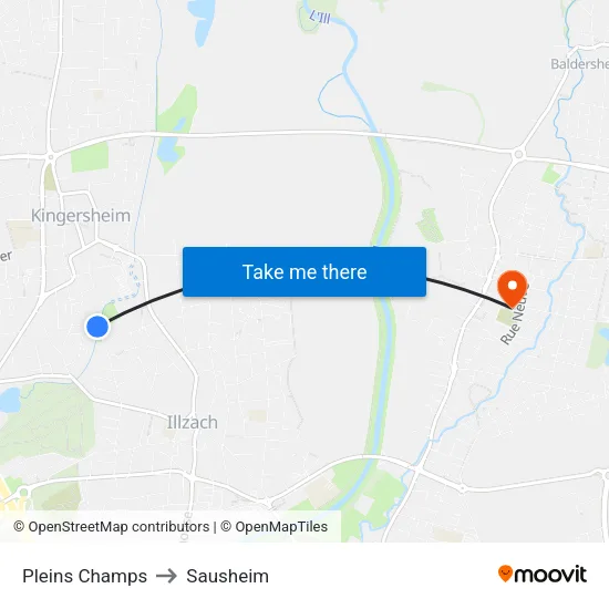 Pleins Champs to Sausheim map