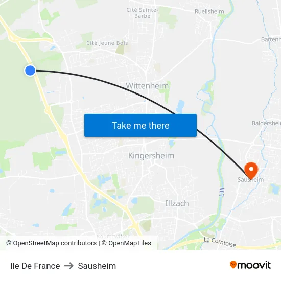 Ile De France to Sausheim map