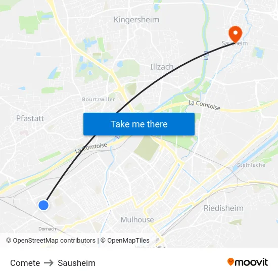 Comete to Sausheim map