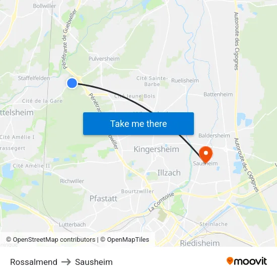 Rossalmend to Sausheim map