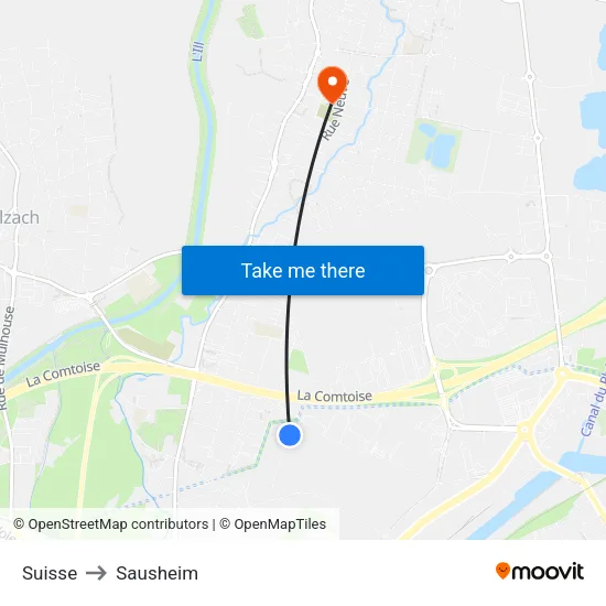Suisse to Sausheim map