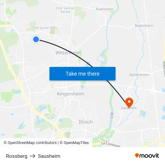 Rossberg to Sausheim map