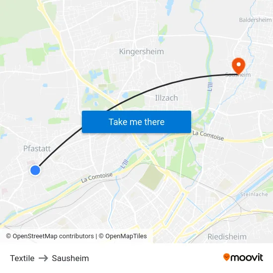 Textile to Sausheim map