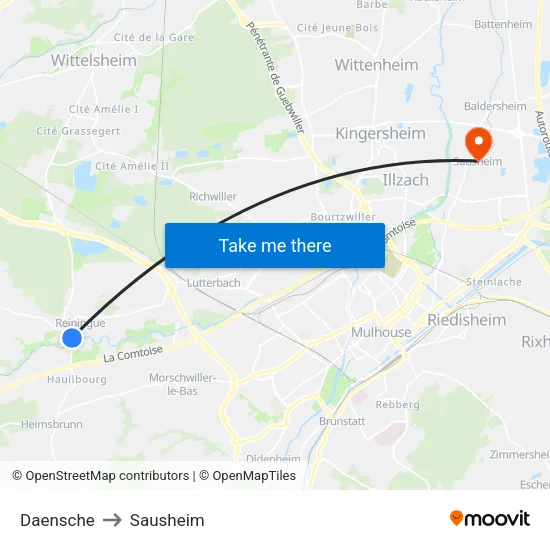 Daensche to Sausheim map