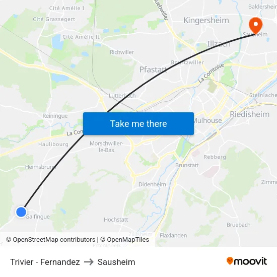 Trivier - Fernandez to Sausheim map